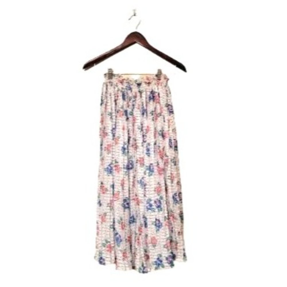 Jodi Michelle Womens Skirt White S Floral Midi Pleated Pull On - Picture 5 of 5